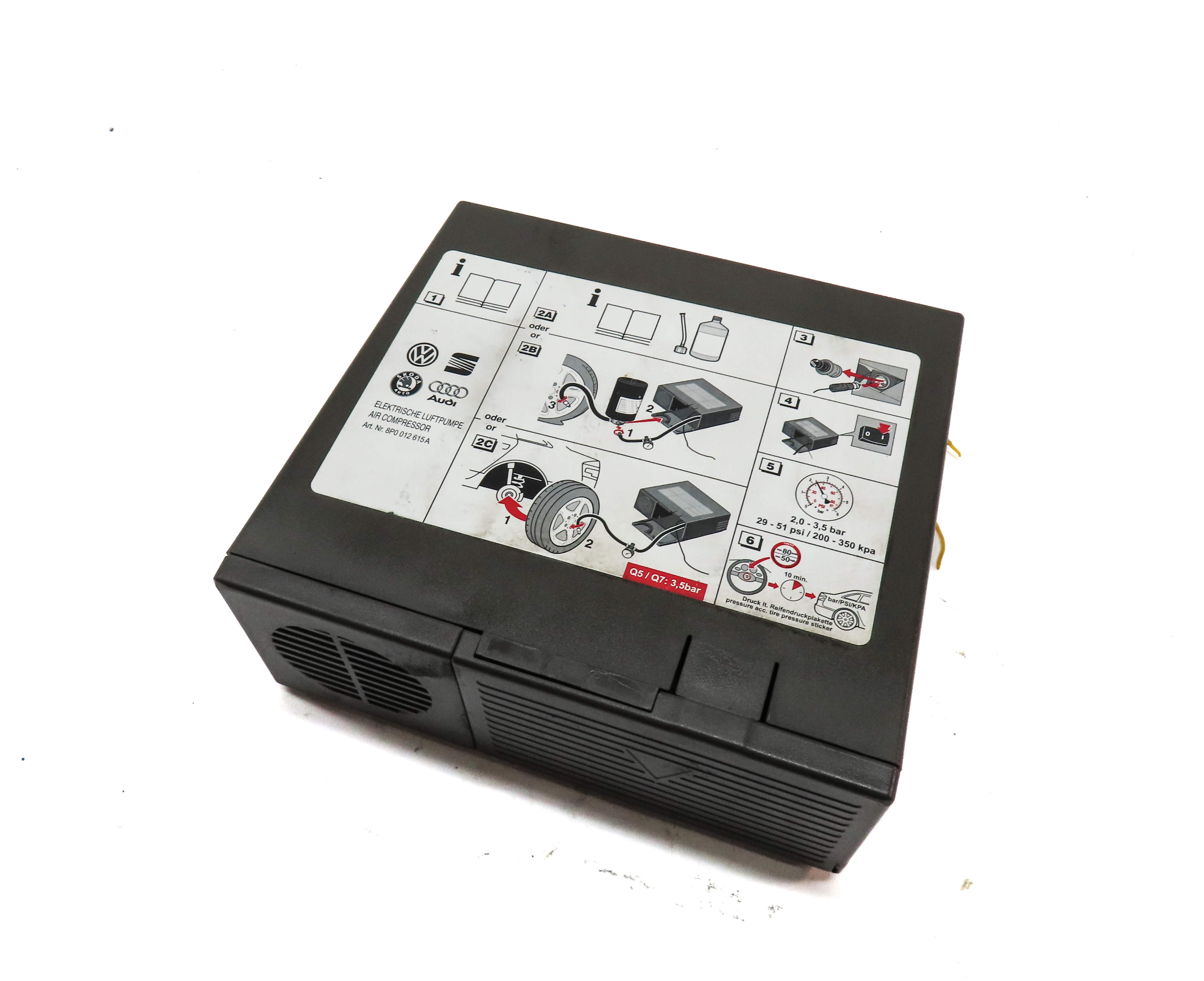 2012 AUDI Q7 (4L) EMERGENCY ROADSIDE FLAT TIRE AIR COMPRESSOR INFLATOR — exact item pictured